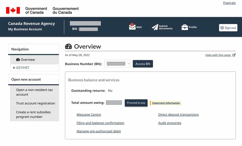setting up business account in canada